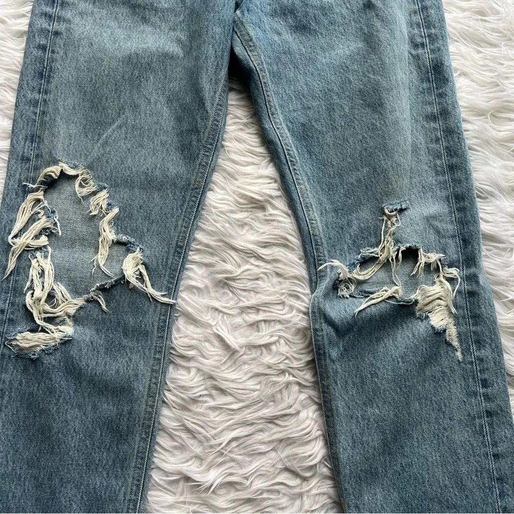 Agolde Light Blue High Rise Ripped Jeans - Picture 5 of 13